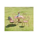 Mylia Conjunto de Jardim, Mesa e Cadeiras de Jardim em Metal Estilo Ferro Forjado: uma Mesa e 4 Cadeirões Empilháveis Terracota Guermantes