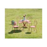 Mylia Sala de Jantar de Jardim em Metal Estilo Ferro Forjado: uma Mesa e 4 Cadeiras Terracota Guermantes