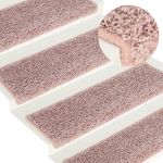 Tapete Tapete/carpete para Degraus 15 Peças 65x25 cm Branco e Cor-de-rosa - 326201