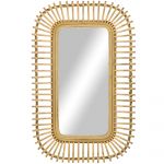 HomCom Espelho de Parede Decorativo com Estrutura de Vime Espelho Suspenso Espelho Retangular 75x48 cm Madeira