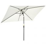 Outsunny Chapéu de Sol de Alumínio Retangular com Toldo Inclinável a Manivela e Mastro Desmontável 195x295x240 cm Creme