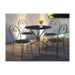 Mylia Sala de Jantar de Jardim em Metal Estilo Ferro Forjado: uma Mesa e 4 Cadeiras Antracite Guermantes