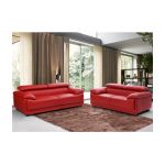 Sofá Vente Unique de 3 Lugares em Pele Vermelho Macelo