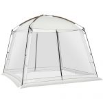 Outsunny Tenda de Jardim para 6-8 Pessoas com 4 Mosquiteiras e 2 Portas Proteção UV50+ Inclui Bolsa de Transporte 3x3 m Branco