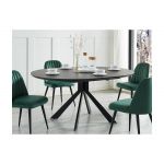 Vente Unique Mesa de Jantar Extensível de 4 a 6 Lugares em Cerâmica e Metal Antracite Clara