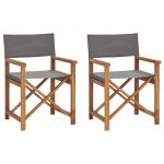 Cadeiras de Realizador Dobráveis 2 Peças Teca Maciça Cinzento - 360088
