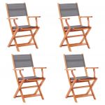 Cadeiras Jardim Dobráveis 4pcs Eucalipto Maciço/textilene Cinza - 48691
