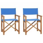 Cadeiras de Realizador Dobráveis 2 Peças Teca Maciça Azul - 360089