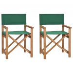 Cadeiras de Realizador Dobráveis 2 Peças Teca Maciça Verde - 360090