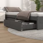 Gavetas de Cama 2 Peças Madeira de Pinho Maciça Cinzento - 814981
