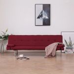 Sofá com cama com Duas Almofadas Poliéster Vermelho Tinto - 282191