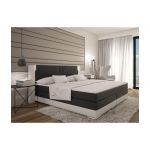Dreamea Conjunto Boxspring Completo Cabeceira com Leds + Sommiers + Colchão + Sobre-colchão Asti de 180 x 200 Pele Sintética Branco e Cinza