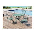 Mylia Conjunto de Jardim, Mesa e Cadeiras de Jardim em Metal Estilo Ferro Forjado: uma Mesa e 4 Cadeiras Verde Amêndoa Guermantes