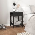 VidaXL Mesas de Cabeceira 2 Pcs 40x42x60 cm Derivados de Madeira Preto - 826336
