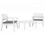Conjunto Lounge para Jardim 3 Pcs Plástico Branco - 45620
