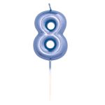 Omnific Vela de Aniversário Azul Metalizado Número 8