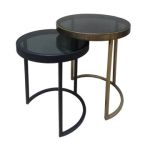 Mesa de Apoio Cristal Preto Dourado Ferro 40 X 40 X 56 cm (2 - S8803164