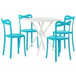 Beliani Conjunto de Moveis de Jardim em Plástico Azul e Branco 4 Cadeiras 1 Mesa Design Moderno Resistente à Água 70x70x80 - 4251682278966