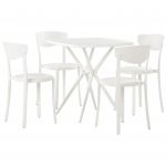 Beliani Conjunto de Moveis de Jardim em Plástico Branco 4 Cadeiras 1 Mesa Design Moderno Resistente à Água 70x70x80 - 4251682278997