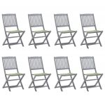 Cadeiras de Exterior Dobráveis 8pcs com Almofadões Acácia Maciça - 3078302
