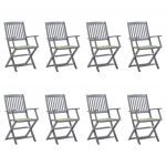 Cadeiras de Exterior Dobráveis 8pcs com Almofadões Acácia Maciça - 3078274
