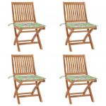 Cadeiras de Jardim Dobráveis com Almofadões 4 Peças Teca Maciça - 3072819