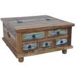 Dkd Home Decor Mesa de Centro 70 X 70 X 38 cm Metal Madeira de - S3052576