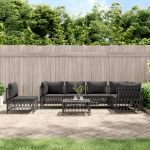 7 Peças Conjunto Lounge de Jardim com Almofadões Aço Antracite - 3186889