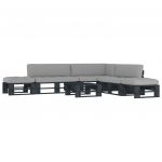 6 Peças Conjunto Lounge Paletes com Almofadões Pinho Impregnado Preto - 3066867