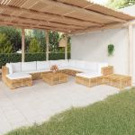 12 Peças Conjunto Lounge Jardim com Almofadões Madeira Teca Maciça - 3100887