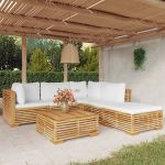 6 Peças Conjunto Lounge Jardim com Almofadões Madeira Teca Maciça - 3100859