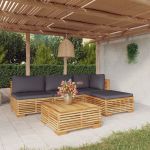 5 Peças Conjunto Lounge Jardim com Almofadões Madeira Teca Maciça - 3100856