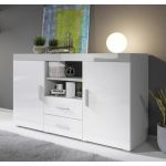 Móveis Bonitos Aparador Modelo Roque Cinzento e Branca 140x80x40cm - APSD034GRWH