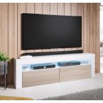 Móveis Bonitos Móvel de TV Modelo Aker (140x50,5cm) Branca e Sonoma - TVSD072WHSO