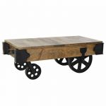 DKD Home Decor Mesa de apoio Preto Catanho escuro Metal Plástico Madeira de mangueira 120 x 56 x 41 cm 37481