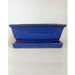 Luso Bonsai Vaso Rectangular + Prato 15*12,5*5,5 cm Azul - 80882
