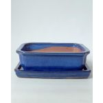 Luso Bonsai Vaso Rectangular + Prato 16*12*5 cm Azul - 89332