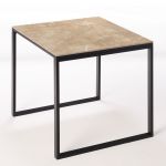 Box Furniture Mesa Ceramica Smart Noce 75x75x75cm Preta Superficie Porcelanica e Estrutura em Aço Smartile