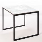 Box Furniture Mesa Ceramica Smart Calacata 75x75x75cm Preta Superficie Porcelanica e Estrutura em Aço Smartile