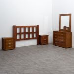Box Furniture Conjunto de Quarto Castilla + 2 Cabeceiras Mesas de Cabeceira + Cómoda em Madeira Maciça Acabamento Cor Cerejeira