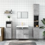 Móvel de WC 3 Peças Conj. Móveis Casa Banho Derivados Madeira Cinza Cimento - 3190225