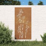 Decoração P/ Muro de Jardim 105x55 cm Aço Corten Design Bambu - 824484