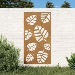 Decoração P/ Muro de Jardim 105x55 cm Aço Corten Design Folhas - 824488