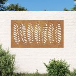 Decoração P/ Muro de Jardim 105x55 cm Aço Corten Design Folhas - 824500