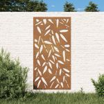 Decoração P/muro Jardim 105x55cm Aço Corten Design Folhas Bambu - 824483