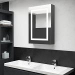 Móvel de WC Armário Espelhado Casa de Banho led 50x13x70cm Cinza Brilhante - 326491