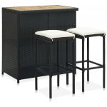 3 Peças Conjunto De Bar Vime Pe Preto - 313473