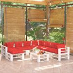 9 Pcs Conj. Lounge de Paletes P/ Jardim com Almofadões Pinho - 3066227