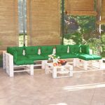 8 Pcs Conj. Lounge de Paletes P/ Jardim com Almofadões Pinho - 3066331