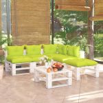 6 Pcs Conj. Lounge de Paletes P/ Jardim com Almofadões Pinho - 3066305